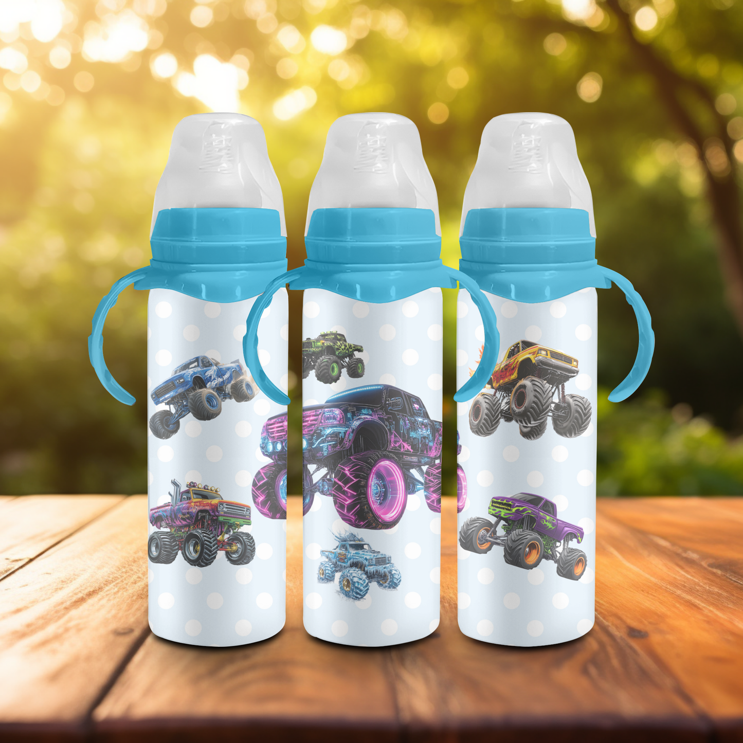 240ml Baby Bottle - Monster Tucks