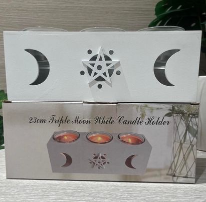 23cm Triple Moon White Candle Holder