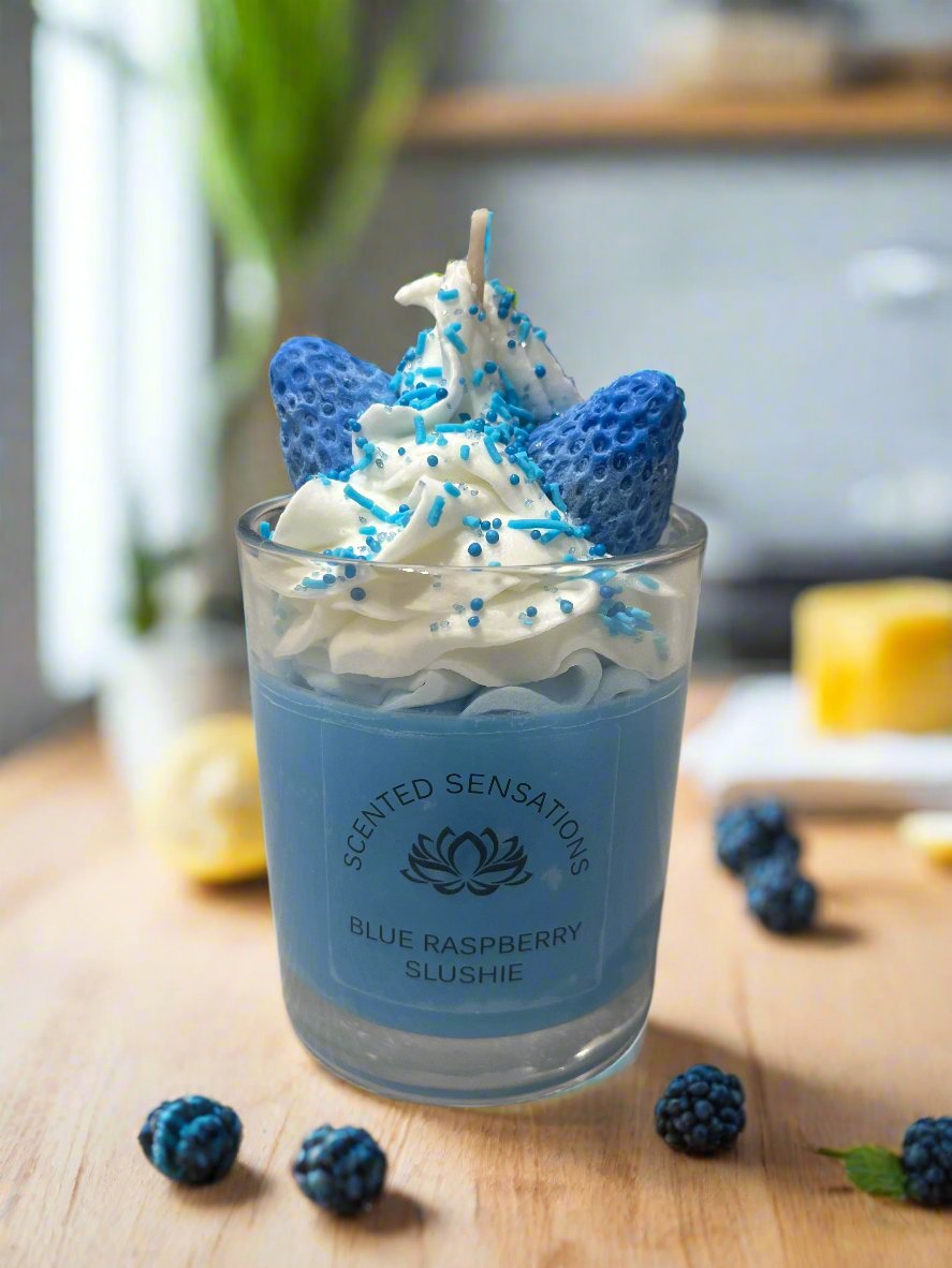 Large Blue Raspberry Slushie Parfait Candle