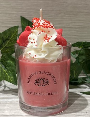 large Red Skins Lollies Parfait Candle