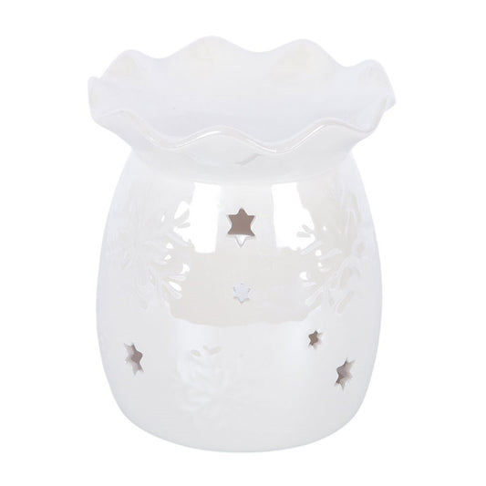 Iridescent White Snowflake Tealight Burner