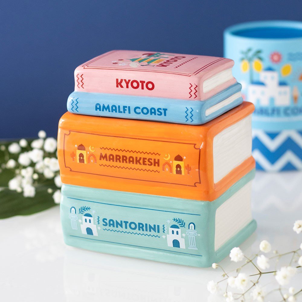 Travel Book Stack Tealight Burner