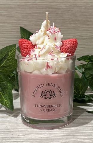 Large Strawberries & Cream Parfait Candle