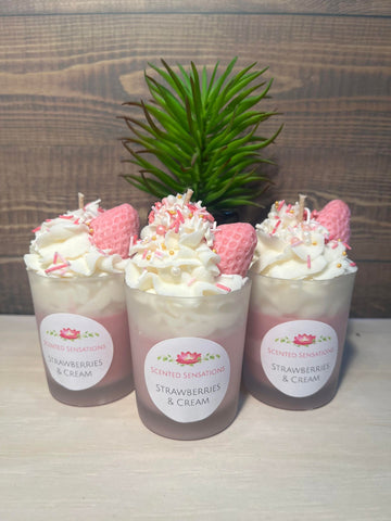 Small Strawberries & Cream Parfait Candle
